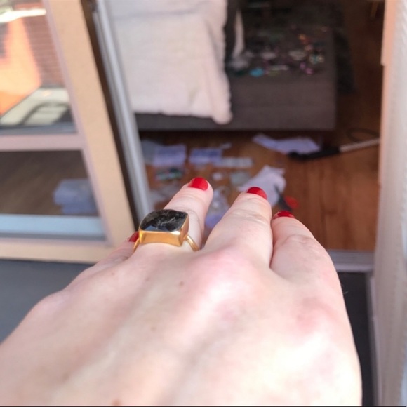 💕HP💕Hypersthene faceted stone gold plated Ring - Picture 6 of 9